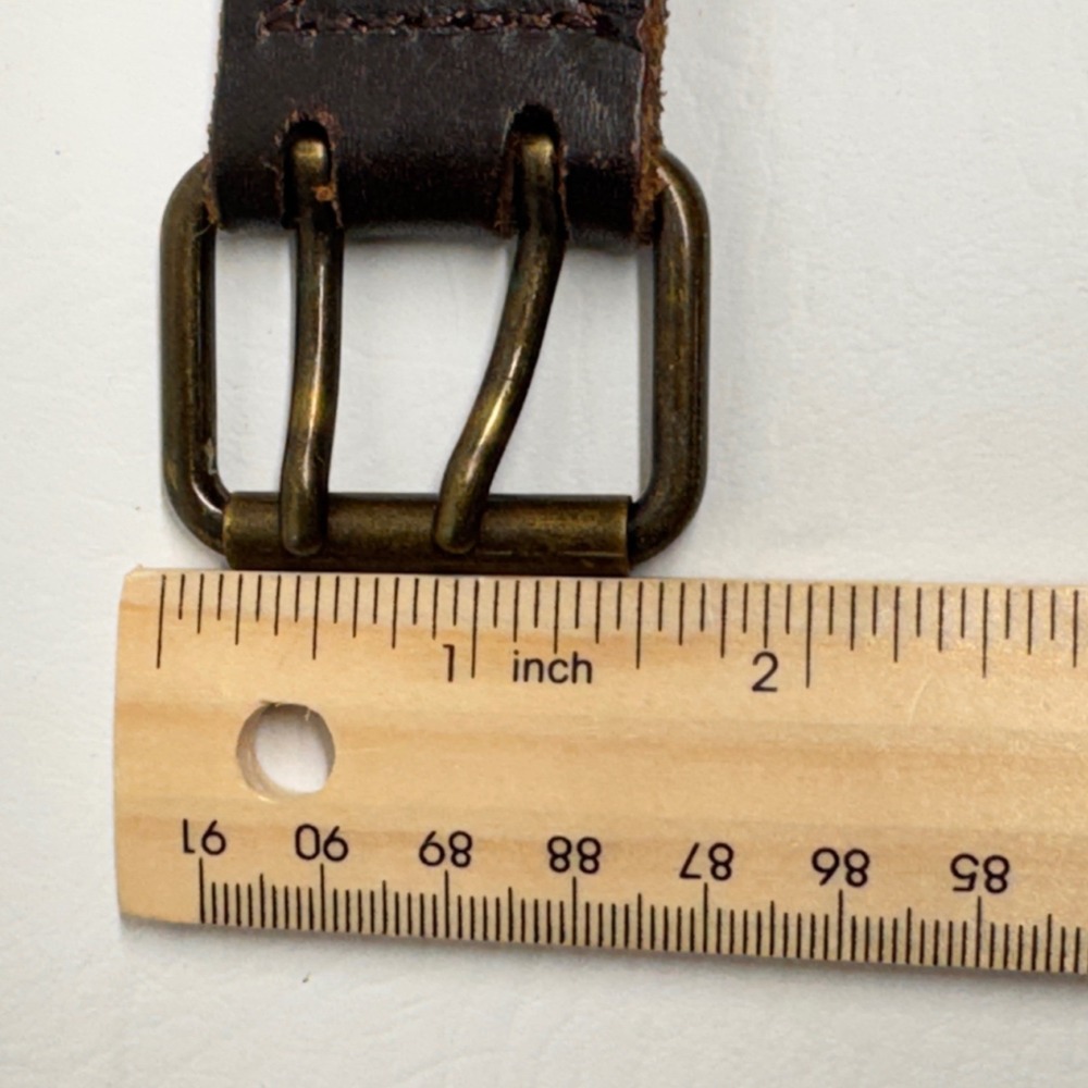 URBN Herringbone Belt Women 38 Brown Leather Tweed Dark Academia Heritage - Picture 8 of 10
